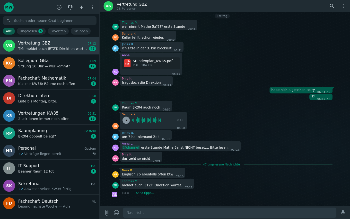 WhatsApp-Gruppe Vertretung GBZ